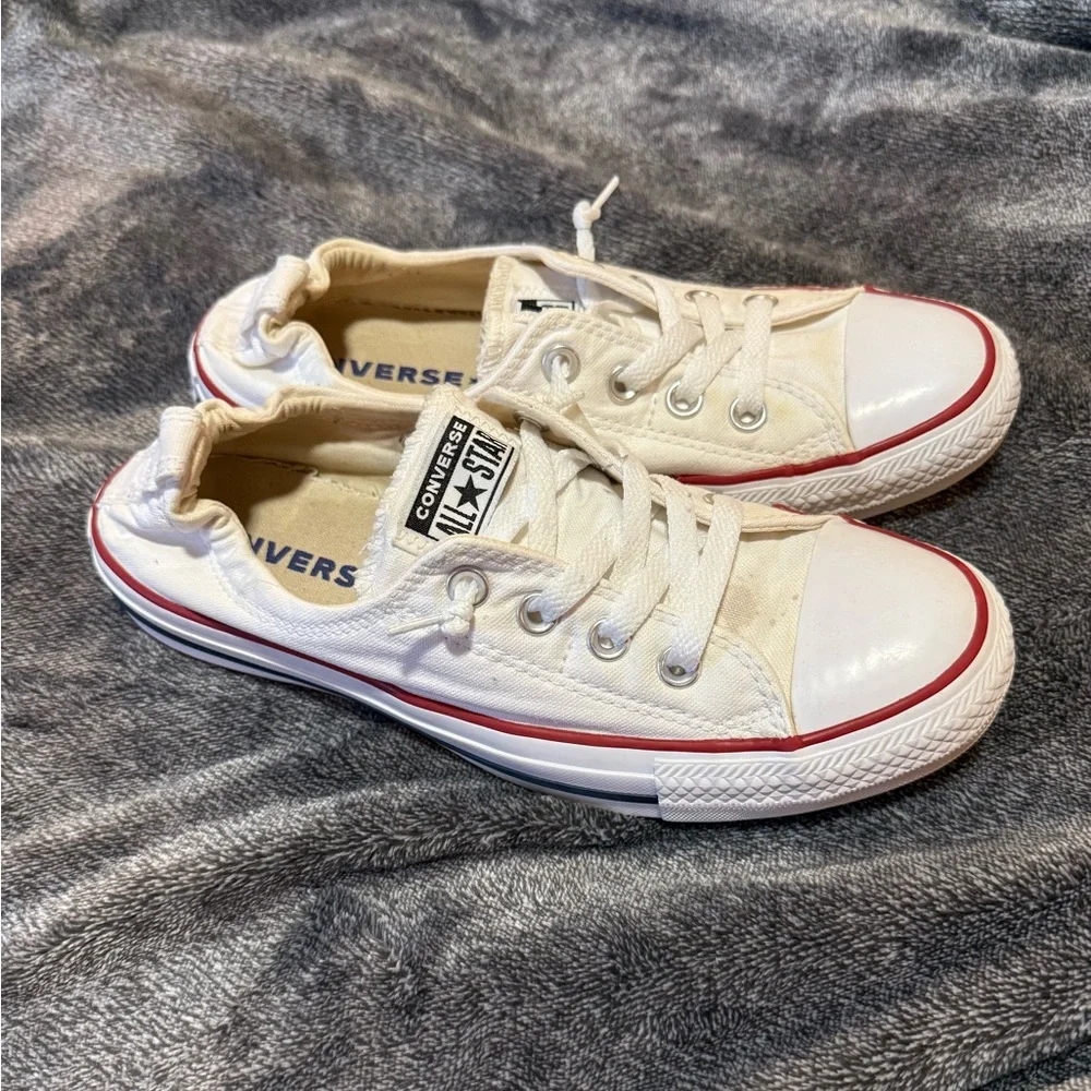 Converse White and Red Women's Shoes - Picture 2 of 6
